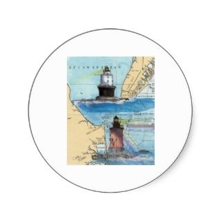 Harbor of Refuge Delaware Bay Nautical Chart Art Round Stickers