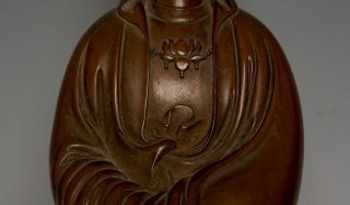 Large Antique Chinese 18th C Qing Bronze Figure Budda Statue Signed
