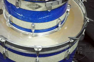 Smith Custom Drums 3 Piece Drum Kit in Silver Blue Sparkle Wrap Made
