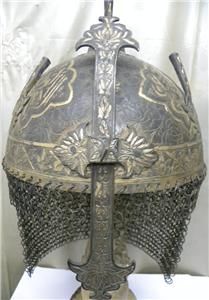 Old Origianl Mughal Islamic Khud Battle Warior Helmet Koran Arabic