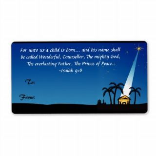 Christian Bible Verse Christmas Gift Tag Label Custom Shipping Labels