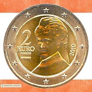 Münzen Österreich 2 Euro Münze 2010 Suttner Kursmünze