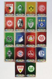 Match Attax Bundesliga 12 13 2012/2013   *alle 18 Clubkarten Wappen