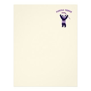 Purple Panda Hockey Bear Personalized Letterhead