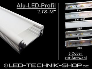 Alu LED Profil LTS 13 eloxiert 100cm mit Abdeckung für LED Strip