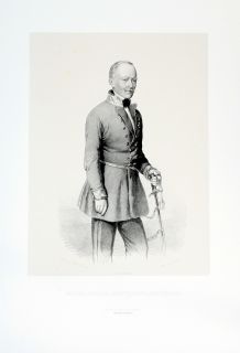 1848   Karl von Schönhals General Lithographie Portrait