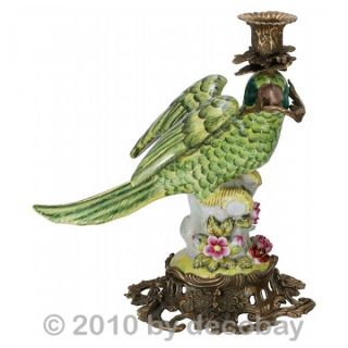 Porzellan Papagei handbemalte Figur als Kerzenständer