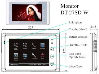 Monitor mit Bildspeicher DT 27 SDW in weißer Hochglanzoptik