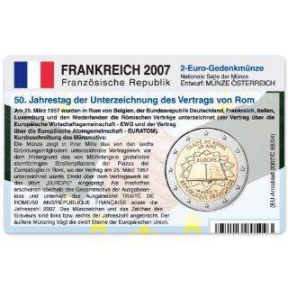 Münzkarte für 2 Euro Gedenkmünze Frankreich 2007   50 Jahre