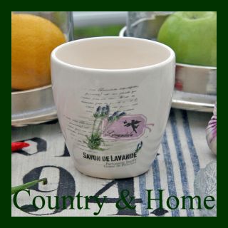 Blumenübertopf Keramik creme mit Lavendel Motiv Übertöpfe