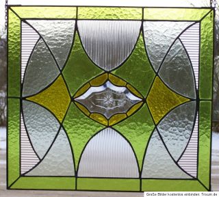 Bleiverglasung Jugendstil  Fensterbild mit Gravur  Facette in Tiffany