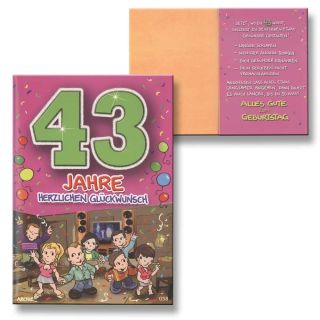 Archie Geburtstagskarte zum 43. Geburtstag Junge Mädchen lila