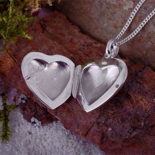 925 Silber Herz Medaillon Anhänger mit Kette Valentinstag Geschenk