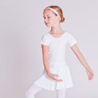 Kinder Ballettkleid Marina weiß, Ballett Trikot Ballettanzug mit