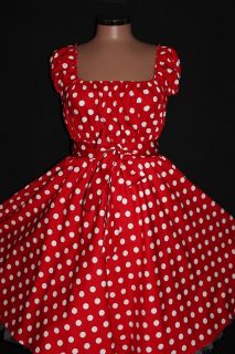 50er ROCKABILLY Petticoat POLKA DOTS KLEID 46 48 50 Rot Weiß Pin Up