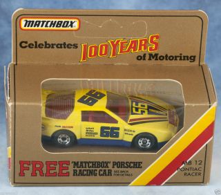 Matchbox MB 12 Pontiac Firebird Racer 66 Celebrates 100 Years of