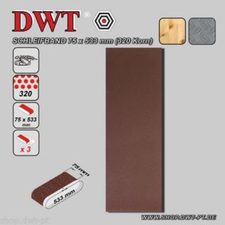 DWT 3x Schleifbänder 75x533 mm Metall & Holz 320 Korn   SB 320L