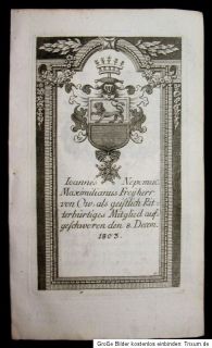 1809 Wappen Johann Nepomuk Freiherr von Ow bayerischer Georgsorden