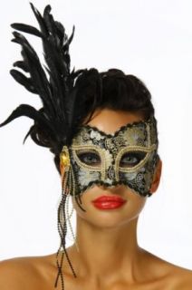 venezianische Brokat Maske Damen 12306 schwarz/gold 