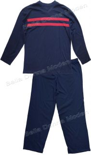 Übergröße Herren Pyjama Schlafanzug Blau/Rot Gr.80/82