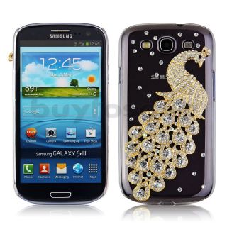 3D Pfau Schutzhülle Strass silberfarbe Case Cover f. Samsung Galaxy