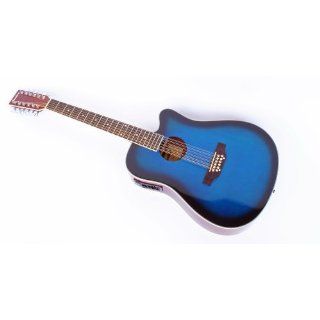 Western Gitarre 12 saitig, Tonabnehmer & EQ, blueburst 