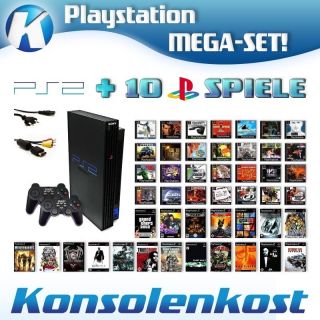 Playstation 2   Konsole inkl. 2 Controller + 10 Spiele (PS1 & PS2