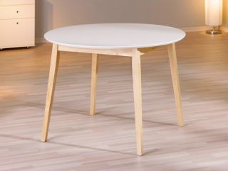 Esstisch Peppita 100 cm Platte weiss Gestell Birke passend zum Stuhl