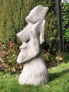 Steinguss Skulptur Osterinsel Kopf Maoi Gartenfigur