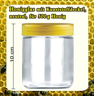 108 x 500g Honigglaeser neutral Kunststoff Deckel Glaeser Imkerei