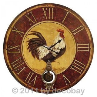 antike Küchenuhr Wanduhr Hühner Motiv rot gelbe Uhr