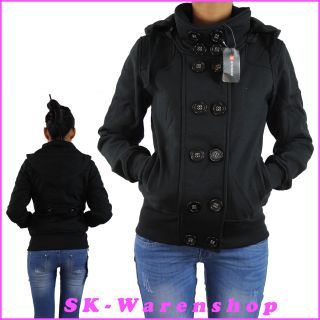 Damen Doppelreiher Übergangsjacke Winterjacke Jacke Mantel mit Kapuze
