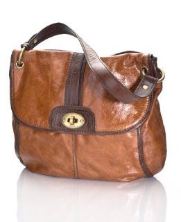 FOSSIL Damen Handtasche Schultertasche aus braunem Antikleder