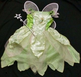 Tinker Bell Fee Elfen kostüm + Feenstab Disney Neu Gr. 122/128