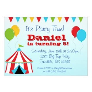 Carnival Birthday Party Invitations on Big Top N Balloons Carnival Circus Birthday Party Custom Invites