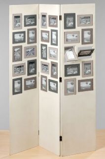 Paravent Stellwand Fotowand Raumteiler Holz weiß 131x180cm