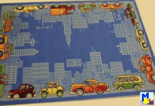 Spiel Teppich *AUTO STADT VERKEHR blau* 95x133 cm NEU Kinderteppich