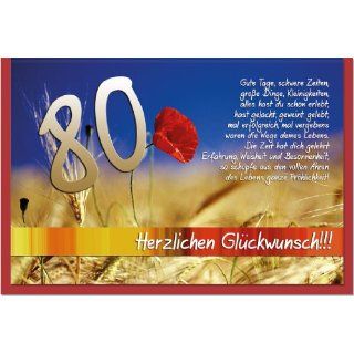 metalum Premium Glückwunschkarte zum 80. Geburtstag mit hochwertiger