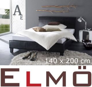 Polsterbett Designer Bett Doppelbett 140 x 200 schwarz Lederoptik