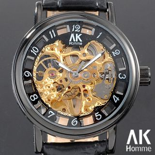 Fashion Design AK Skelett Herren Damen Uhren Mechanische Uhr Leder