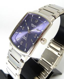Uhr Herrenuhr/Armbanduhr Slim Metall Silber/Blau Neu# 141