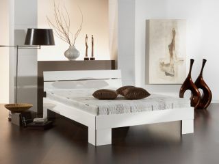 Modernes Hochglanz Bett Shine Shiny 140 cm Weiss