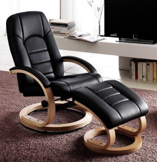 NEU* Relax Sessel Echtleder schwarz inkl. Hocker Fernsehsessel