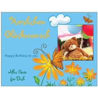 Glückwunschkarte Kinder Bär Blume Einladungskarte Geburtstagskarte