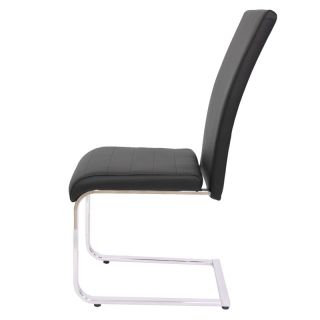 6x Esszimmerstuhl Schwingstuhl Freischwinger Stuhl Kunstleder, schwarz