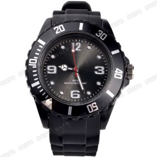Silikon schwarz Uhr Armbanduhr Damenuhr Herrenuhr Watch Unisex Sport