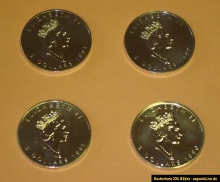 5Dollar Kanada Silber Maple Leaf 1990, 1991, 1992, 1993 je 1 OZ