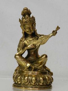 B163 China Tibet Bronze Buddha Guan Yin Fengshui Figur