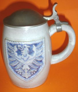 Bierkrug mit Zinndeckel, Adler Wappen, 157/3074