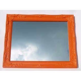 Spiegel Wandspiegel BAROCK Holzrahmen orange 47 x 37 x 5 cm: 